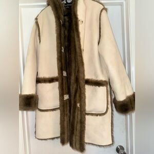 Dennis Basso Reversible Cream Suede and fur coat.